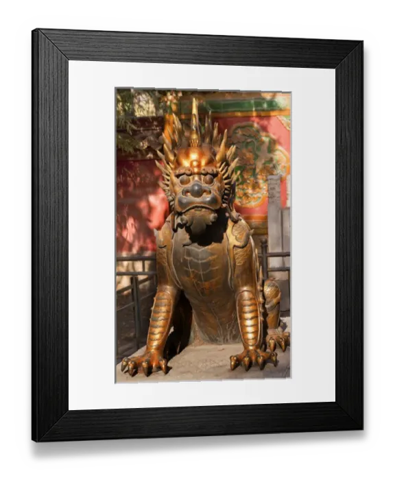Framed Print : Dragon Bronze Statue With Hand on Ball Gugong, Forbidden City Emperors Palace