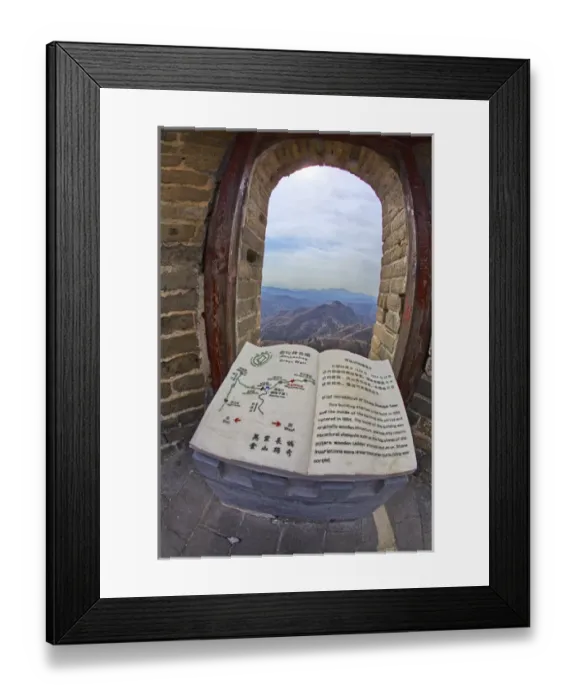 Framed Print : Evening Light on The Great Wall of China with Map and History Book Framed Print : Evening Light on The Great Wall of China with Map and History Book