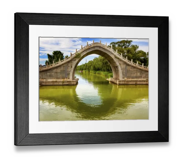 Framed Print : Moon Gate Bridge Reflection Summer Palace Ornate Roof Beijing China Framed Print : Moon Gate Bridge Reflection Summer Palace Ornate Roof Beijing China