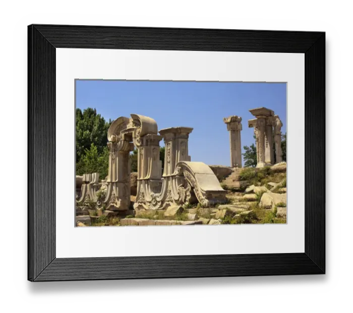 Framed Print : Ancient Gate Ruins Pillars Old Summer Palace Yuanming Yuan Beijing China Old Summer