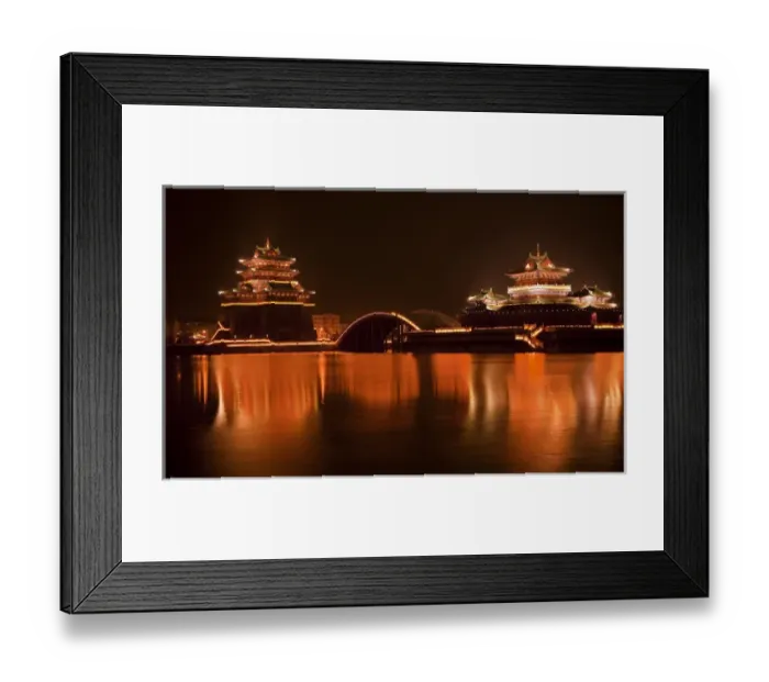 Framed Print : Ancient Temple Night Reflection Bridge Jinming Lake Kaifeng China Kaifeng was Framed Print : Ancient Temple Night Reflection Bridge Jinming Lake Kaifeng China Kaifeng was