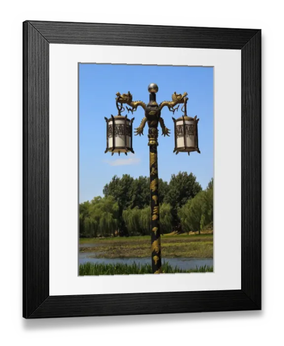Framed Print : Ornate Golden Dragon Lamp Post Yuanming Yuan Old Summer Palace Willows Beijing China Framed Print : Ornate Golden Dragon Lamp Post Yuanming Yuan Old Summer Palace Willows Beijing China