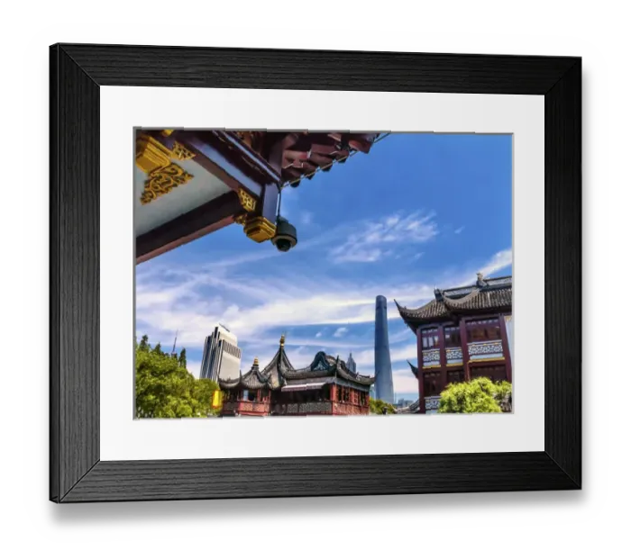 Framed Print : Shanghai Tower, Second Tallest Building in World, Jin Mao Tower from Yuyuan Garden