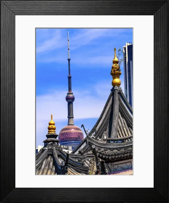 Framed Print : Shanghai TV Towe from Yuyuan Garden, Old Town, Shanghai China Framed Print : Shanghai TV Towe from Yuyuan Garden, Old Town, Shanghai China