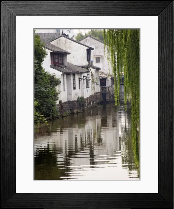Framed Print : Ancient Chinese Houses Reflection in Water, Suzhou, Jiangsu