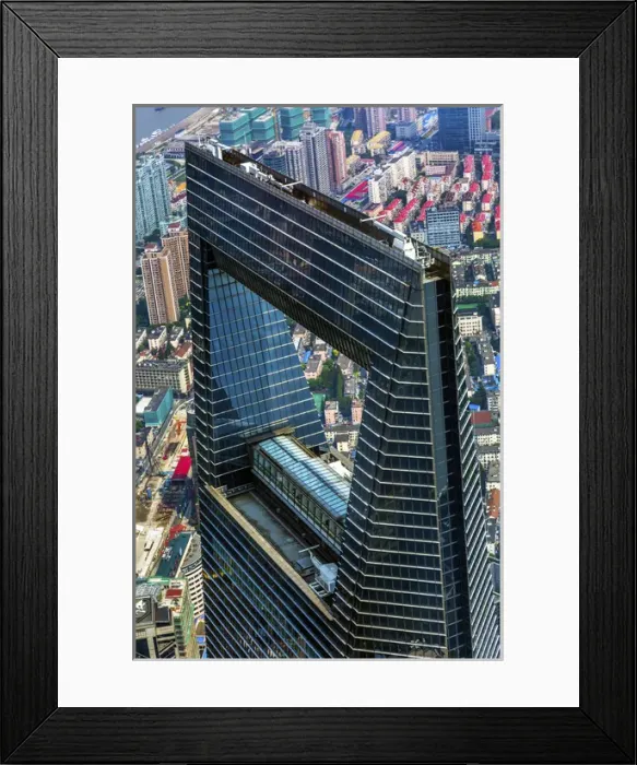 Framed Print : Looking Down on Black Shanghai World Financial Center Skyscraper Reflections Cityscape Framed Print : Looking Down on Black Shanghai World Financial Center Skyscraper Reflections Cityscape