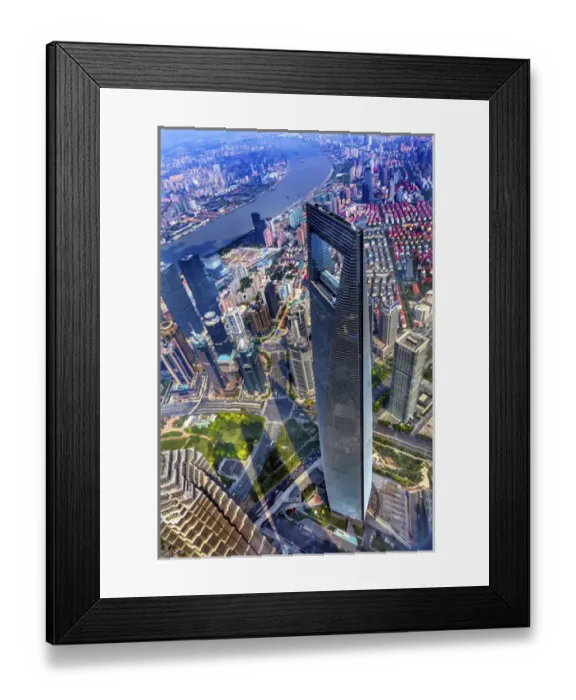 Framed Print : Looking Down on Black Shanghai World Financial Center Skyscraper Reflections Huangpu Framed Print : Looking Down on Black Shanghai World Financial Center Skyscraper Reflections Huangpu