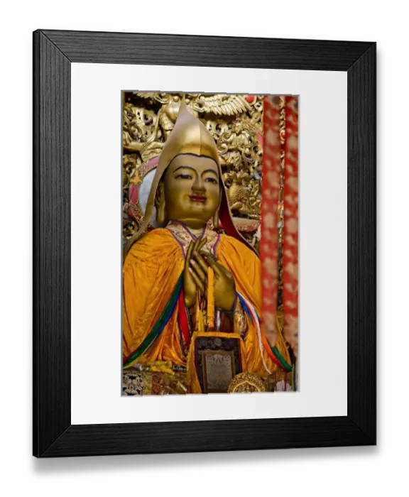 Framed Print : Zhong Ke Ba, Famous Monk, Founder of Yellow Hat Buddhism Altar Offerings Yonghe Gong