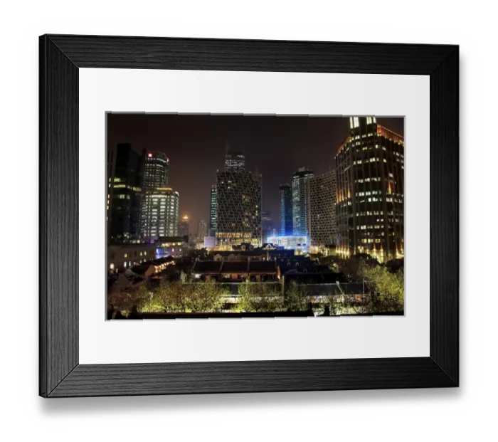 Framed Print : Xintiandi Old Chinese Houses High Rises Luwan Shanghai China at Night