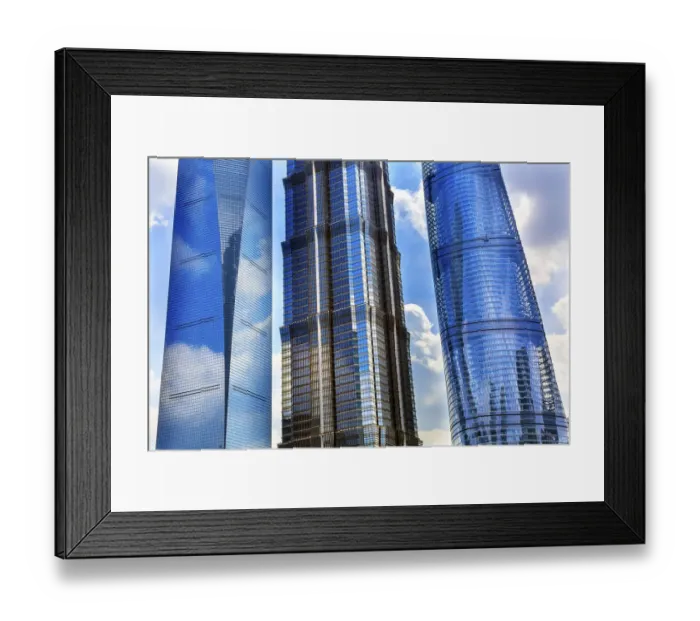 Framed Print : Three Skyscrapers Reflections Make Patterns and Designs Liujiashui Financial District Framed Print : Three Skyscrapers Reflections Make Patterns and Designs Liujiashui Financial District