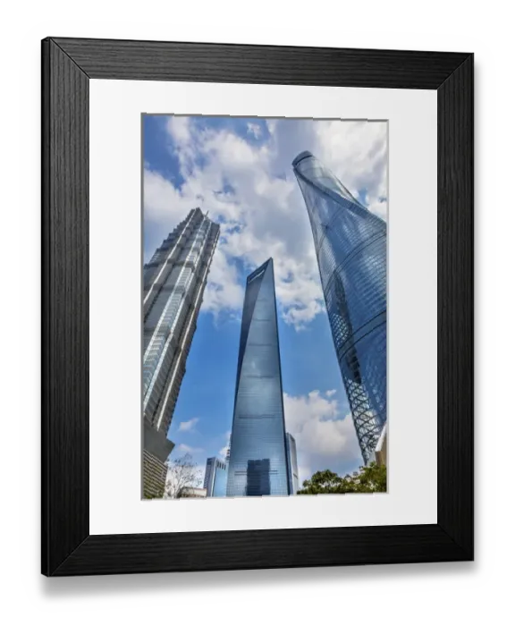 Framed Print : Three Skyscrapers Reflections Make Patterns and Designs Liujiashui Financial District Framed Print : Three Skyscrapers Reflections Make Patterns and Designs Liujiashui Financial District