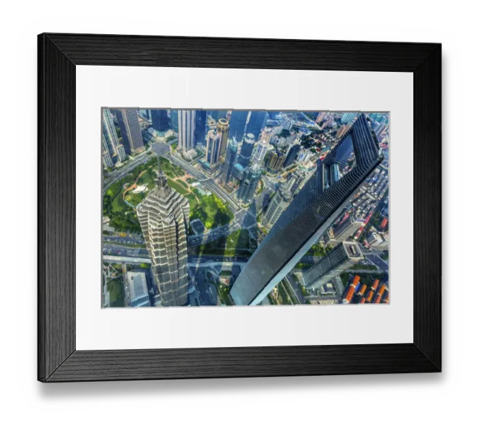 Framed Print : Looking Down on Black Shanghai World Financial Center SkyscraperJin Mao Tower Cityscape Framed Print : Looking Down on Black Shanghai World Financial Center SkyscraperJin Mao Tower Cityscape