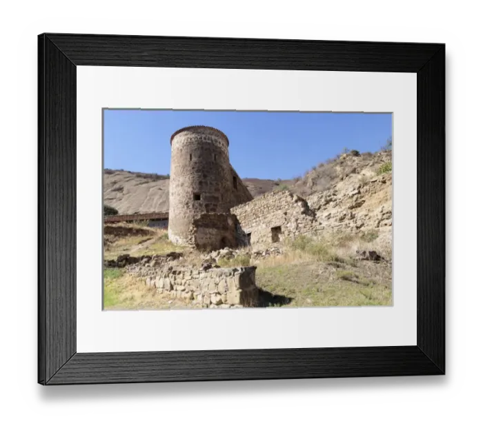 Framed Print : Georgia, Kakheti. A deteriorating wall and tower at the David Gareja Monastery Framed Print : Georgia, Kakheti. A deteriorating wall and tower at the David Gareja Monastery