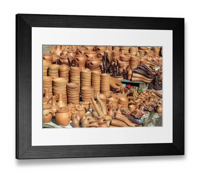 Framed Print : Georgia, Kutaisi. A collection of ceramic goods for sale Framed Print : Georgia, Kutaisi. A collection of ceramic goods for sale