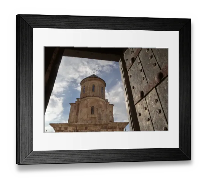 Framed Print : Georgia, Kutaisi. Gelati Monastery framed by a door from a neighboring building Framed Print : Georgia, Kutaisi. Gelati Monastery framed by a door from a neighboring building