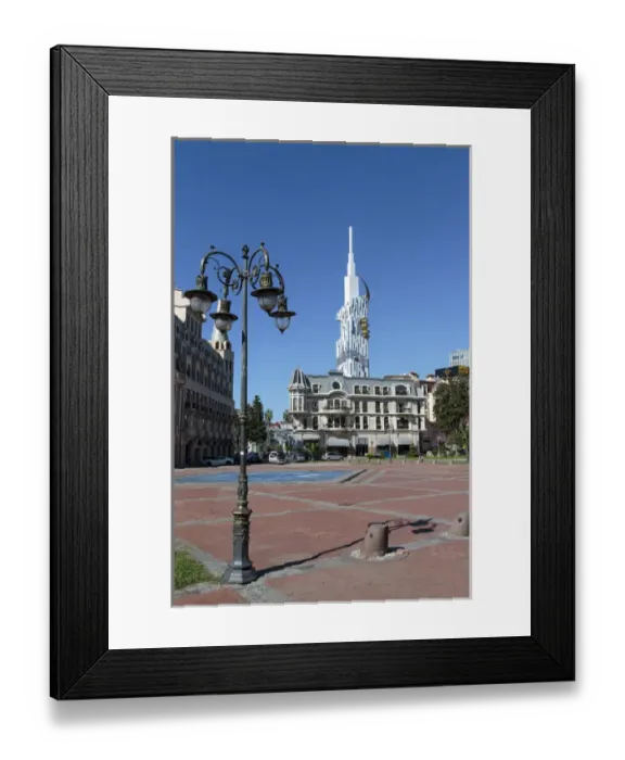 Framed Print : Georgia, Batumi. A park in Batumi with the Batumi Technical University Tower in Framed Print : Georgia, Batumi. A park in Batumi with the Batumi Technical University Tower in