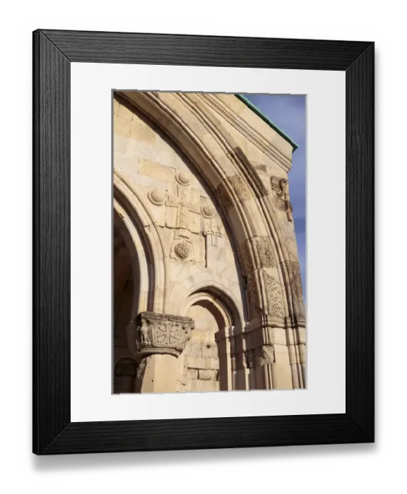 Framed Print : Georgia, Kutaisi. Carvings on the front of Bagrati Cathedral