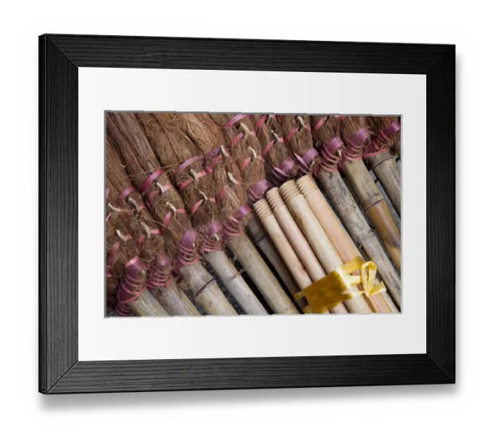 Framed Print : Asia, China, Hong Kong. A display of handmade straw dust brooms for sale Framed Print : Asia, China, Hong Kong. A display of handmade straw dust brooms for sale