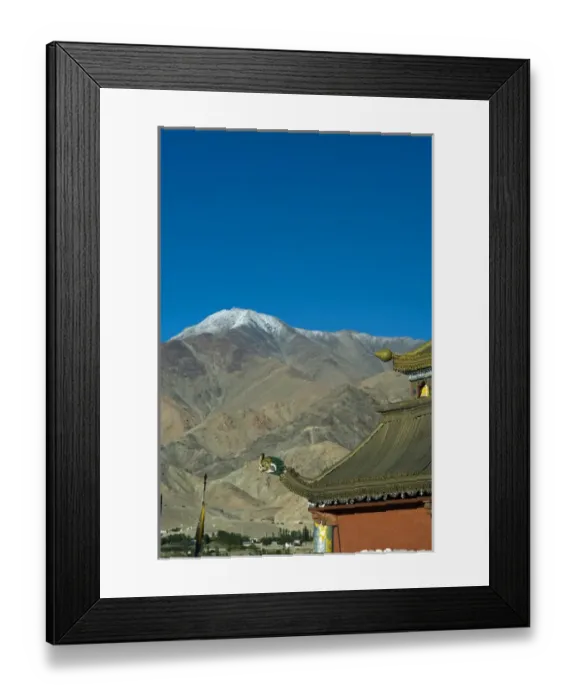 Framed Print : India, Ladakh, Leh, Shanti stupa with Himalaya in background Framed Print : India, Ladakh, Leh, Shanti stupa with Himalaya in background