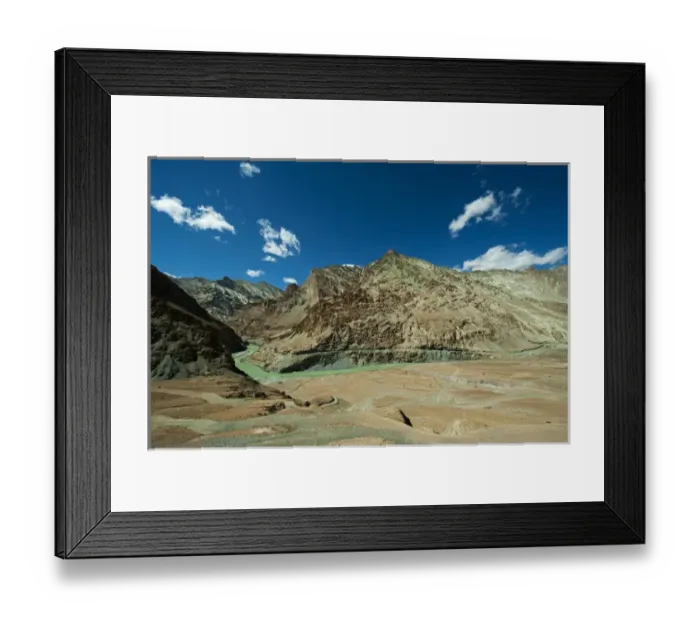 Framed Print : India, Ladakh, Markha Valley, scenic landscape with the Indus river
