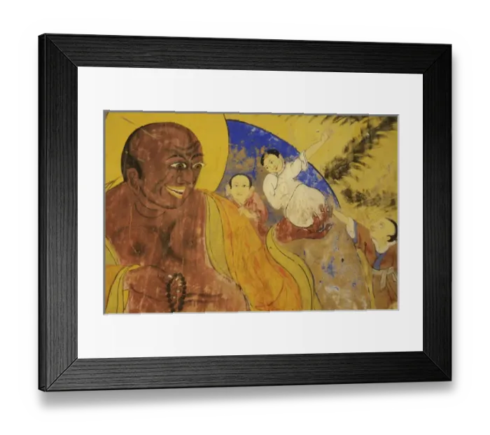 Framed Print : India, Ladakh, Thiksey, colorful wall painting with buddhist images of god Framed Print : India, Ladakh, Thiksey, colorful wall painting with buddhist images of god