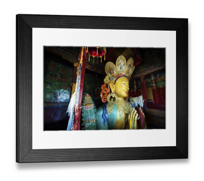 Framed Print : India, Ladakh, Thiksey, golden Maitreya Buddha inside Thiksey Monastery (Gompa)