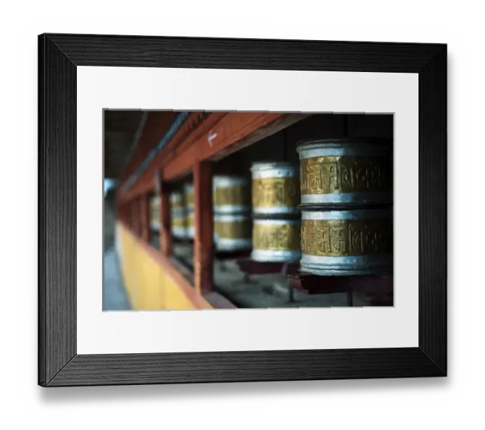 Framed Print : India, Ladakh, Hemis, prayer wheels in Hemis Monastery (Gompa) constructed out of wood Framed Print : India, Ladakh, Hemis, prayer wheels in Hemis Monastery (Gompa) constructed out of wood