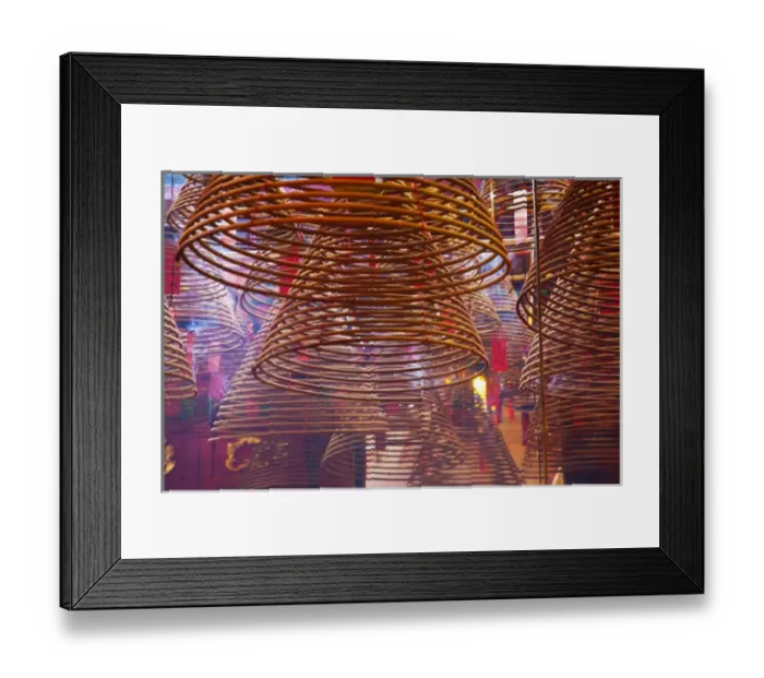 Framed Print : Southeast Asia; China; Hong Kong; Spiral Incense sticks at Man Mo Temple or Man Mo Miu