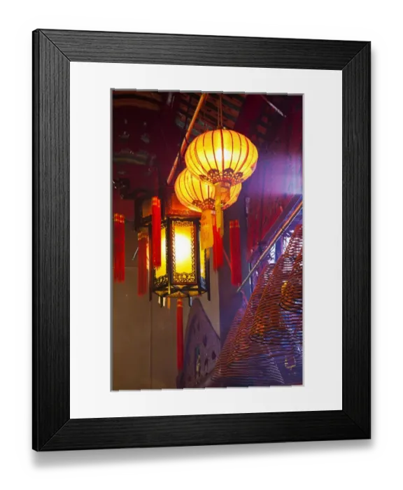 Framed Print : Southeast Asia; China; Hong Kong; Spiral Incense sticks at Man Mo Temple or Man Mo Miu