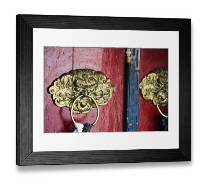 Framed Print : India, Ladakh, Likir, close-up of dragon head door grip Framed Print : India, Ladakh, Likir, close-up of dragon head door grip