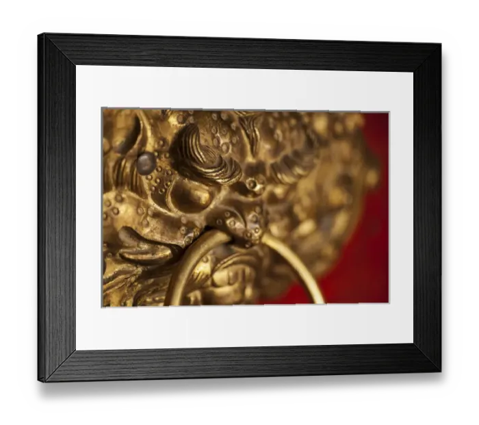 Framed Print : India, Ladakh, Likir, close-up of dragon head door grip Framed Print : India, Ladakh, Likir, close-up of dragon head door grip