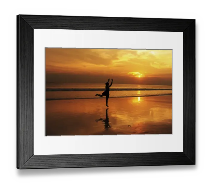 Framed Print : India, Andaman Islands, Havelock, beach number 7, shadow of woman jumping at sunset Framed Print : India, Andaman Islands, Havelock, beach number 7, shadow of woman jumping at sunset