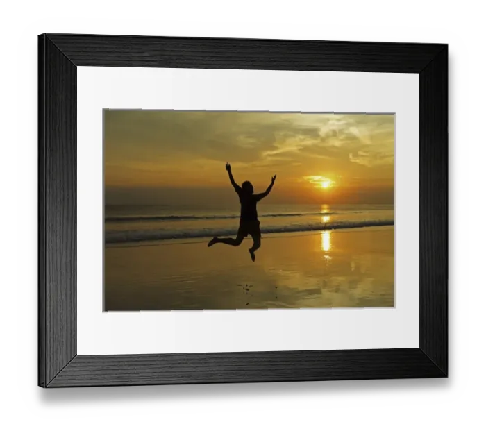 Framed Print : India, Andaman Islands, Havelock, beach number 7, shadow of man jumping at sunset Framed Print : India, Andaman Islands, Havelock, beach number 7, shadow of man jumping at sunset