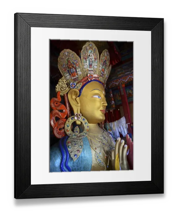Framed Print : India, Ladakh, Thiksey, golden Maitreya Buddha inside Thiksey Monastery (Gompa) Framed Print : India, Ladakh, Thiksey, golden Maitreya Buddha inside Thiksey Monastery (Gompa)