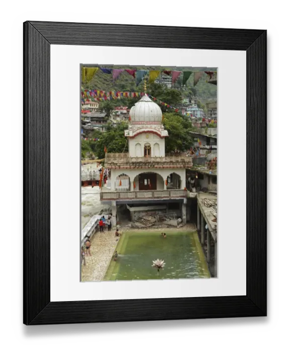 Framed Print : India, Himachal Pradesh, Manikaran, Sri Guru Nanak Ji Gurdwara shrine along the Parvati river Framed Print : India, Himachal Pradesh, Manikaran, Sri Guru Nanak Ji Gurdwara shrine along the Parvati river
