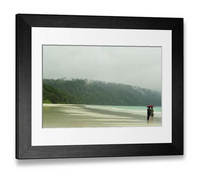Framed Print : India, Andaman Islands, Havelock, Indian tourist below umbrella on beach number 7
