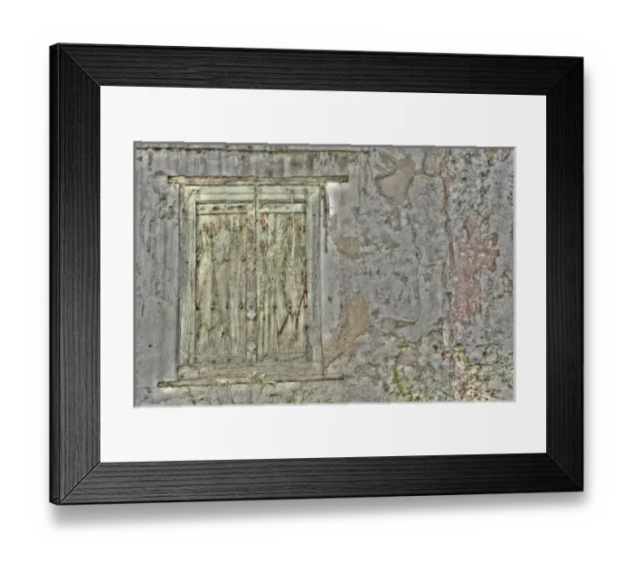 Framed Print : Old window and wall in the gullies of Delhi, India