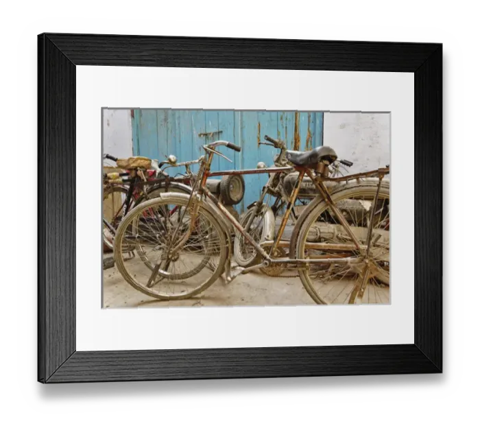Framed Print : Group of bicycles in gulley (alley) Delhi, India