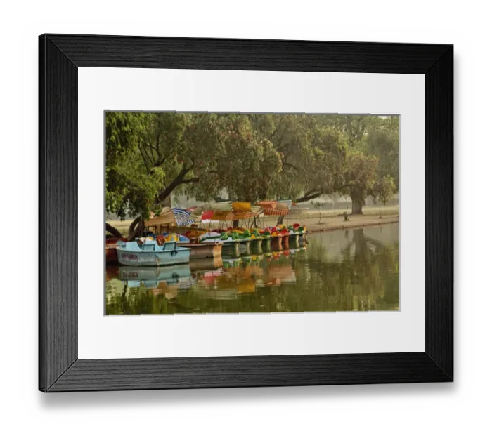 Framed Print : Boat reflection, Delhi, India Framed Print : Boat reflection, Delhi, India