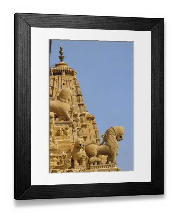 Framed Print : Carved figures on Jain Temple, Jaisalmer, India