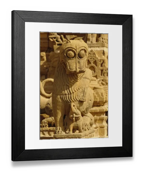 Framed Print : Carved figures on Jain Temple, Jaisalmer, India