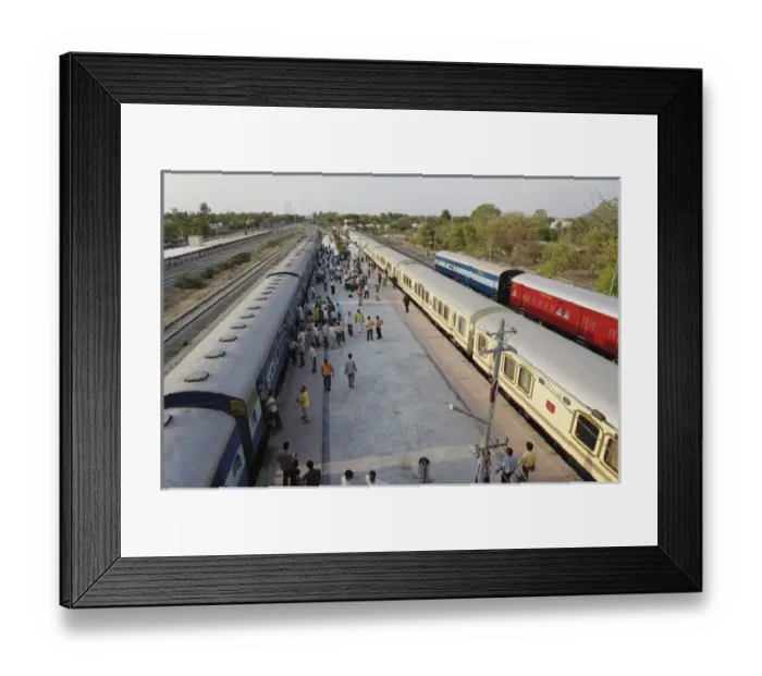 Framed Print : Palace on Wheels train parked at train station, Udaipur, India Framed Print : Palace on Wheels train parked at train station, Udaipur, India