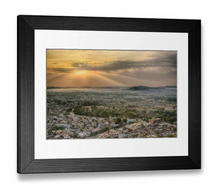 Framed Print : Elevated view of Udaipur, India at sunrise