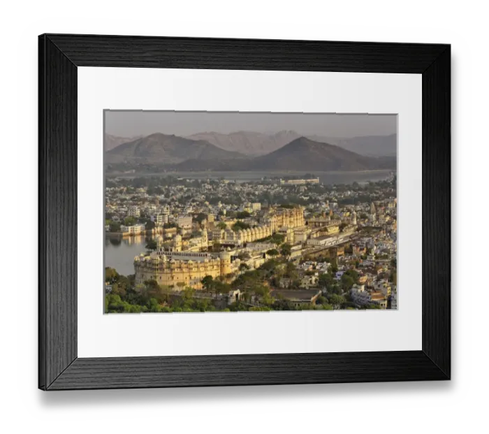 Framed Print : Elevated view of City Palace, Udaipur, India Framed Print : Elevated view of City Palace, Udaipur, India