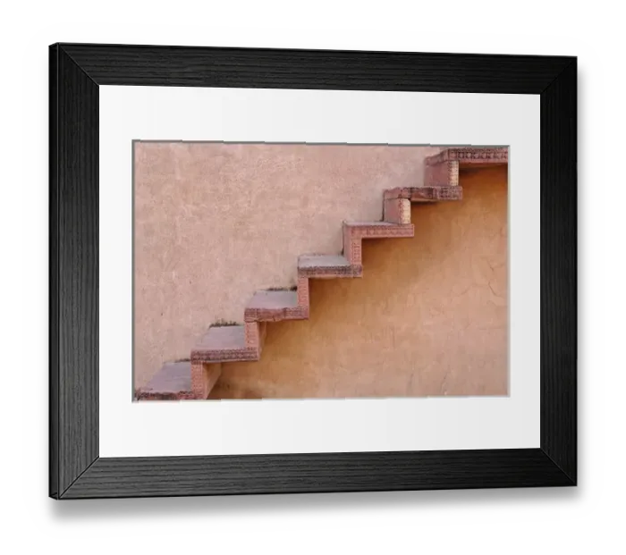 Framed Print : Stairs on wall, Fatehpur Sikri, in the state of Uttar Pradesh, India