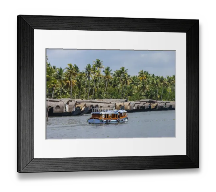 Framed Print : Cruise boats in Backwaters, Kerala, India Framed Print : Cruise boats in Backwaters, Kerala, India
