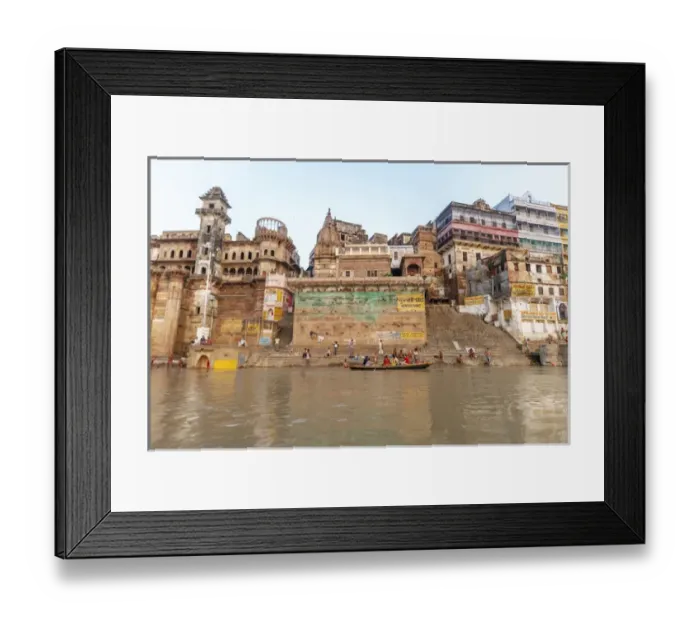 Framed Print : Old buildings by the Ganges river, Varanasi, India Framed Print : Old buildings by the Ganges river, Varanasi, India