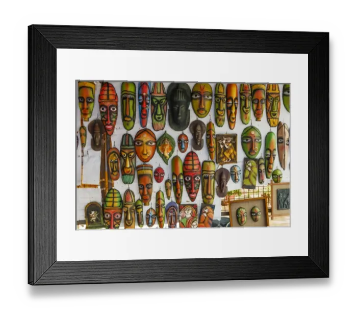 Framed Print : Decorative masks, New Delhi, India