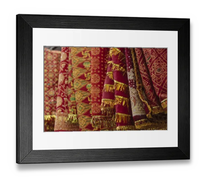 Framed Print : India, Himachal Pradesh, Una District, Chintpurni, Devotional cloths at Mata Chintpurni Framed Print : India, Himachal Pradesh, Una District, Chintpurni, Devotional cloths at Mata Chintpurni