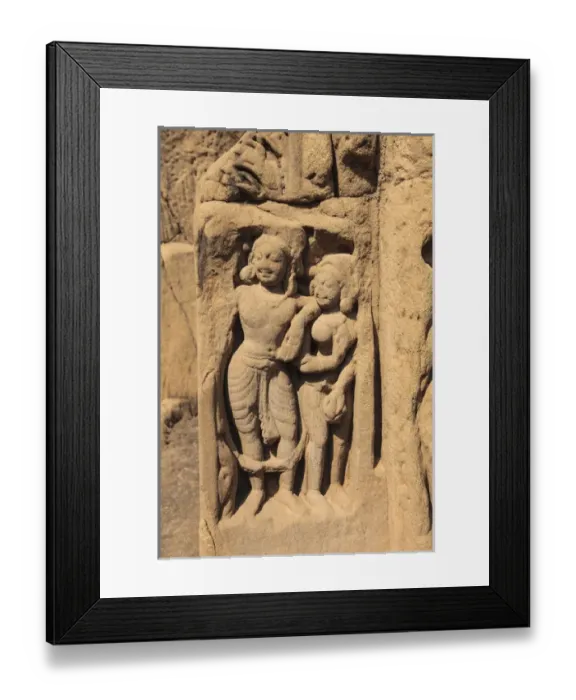 Framed Print : India, Himachal Pradesh, Kangra District, Dharamsala, Detail of yaksha and yakshi Framed Print : India, Himachal Pradesh, Kangra District, Dharamsala, Detail of yaksha and yakshi